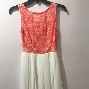 Peach / White Lace Formal Dress